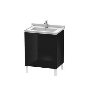 Duravit LC660804040 L-Cube 26 3/8" Floor Standing Single Bathroom Vanity with Two Drawers in Black High Gloss