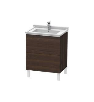 Duravit LC660806969 L-Cube 26 3/8" Floor Standing Single Bathroom Vanity with Two Drawers in Walnut Brushed