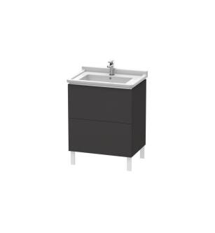 Duravit LC660808080 L-Cube 26 3/8" Floor Standing Single Bathroom Vanity with Two Drawers in Graphite Super Matte