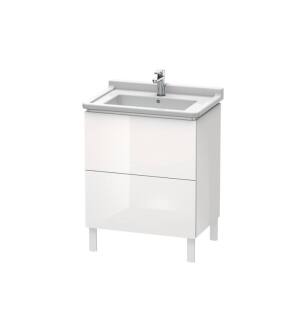 Duravit LC660808585 L-Cube 26 3/8" Floor Standing Single Bathroom Vanity with Two Drawers in White High Gloss