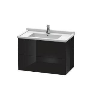 Duravit LC626504040 L-Cube 32 1/4" Wall Mount Single Bathroom Vanity with Two Drawers in Black High Gloss