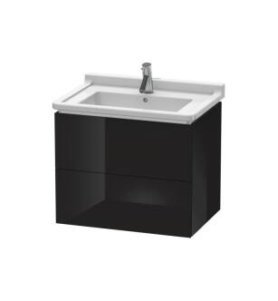 Duravit LC626404040 L-Cube 26 3/8" Wall Mount Single Bathroom Vanity with Two Drawers in Black High Gloss