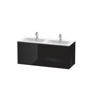 Duravit LC625804040 L-Cube 50 3/4" Wall Mount Double Bathroom Vanity with Two Drawers in Black High Gloss