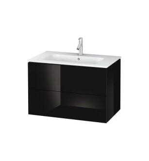 Duravit LC624104040 L-Cube 32 1/4" Wall Mount Single Bathroom Vanity with Two Drawers in Black High Gloss