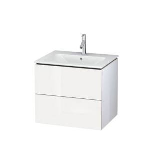 Duravit LC624002222 L-Cube 24 3/8" Wall Mount Single Bathroom Vanity with Two Drawers in White High Gloss