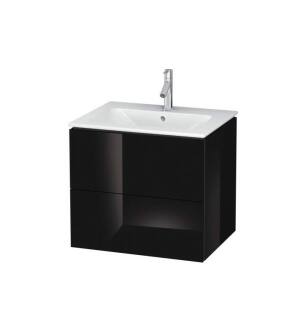 Duravit LC624004040 L-Cube 24 3/8" Wall Mount Single Bathroom Vanity with Two Drawers in Black High Gloss
