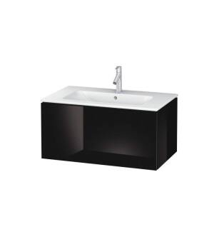 Duravit LC614104040 L-Cube 32 1/4" Wall Mount Single Bathroom Vanity with One Drawer in Black High Gloss