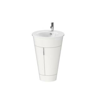 Duravit S1952003939 Starck 22 1/8" Floor Standing Single Bathroom Vanity with One Glass Shelf in Nordic White Satin Matte