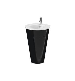 Duravit S1952004040 Starck 22 1/8" Floor Standing Single Bathroom Vanity with One Glass Shelf in Black High Gloss