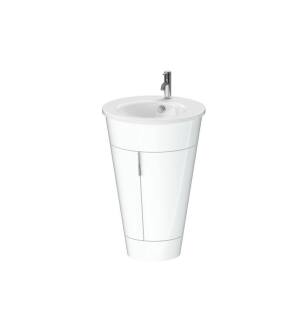 Duravit S1952008585 Starck 22 1/8" Floor Standing Single Bathroom Vanity with One Glass Shelf in White High Gloss