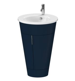 Duravit S1952009898 Starck 22 1/8" Floor Standing Single Bathroom Vanity with One Glass Shelf in Midnight Blue Satin Matte