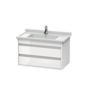 Duravit KT664402222 Ketho 31 1/2" Wall Mount Single Bathroom Vanity with Two Drawers in White High Gloss
