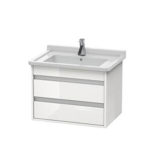 Duravit KT664302222 Ketho 25 5/8" Wall Mount Single Bathroom Vanity with Two Drawers in White High Gloss