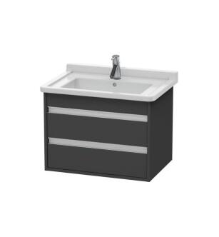 Duravit KT664304949 Ketho 25 5/8" Wall Mount Single Bathroom Vanity with Two Drawers in Graphite Matte