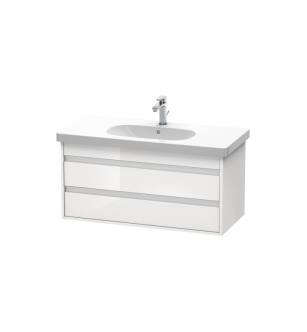 Duravit KT664802222 Ketho 39 3/8" Wall Mount Single Bathroom Vanity with Two Drawers in White High Gloss