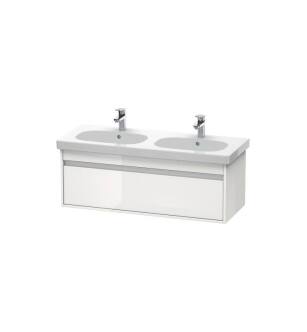 Duravit KT666902222 Ketho 45 1/4" Wall Mount Double Bathroom Vanity with One Drawer in White High Gloss