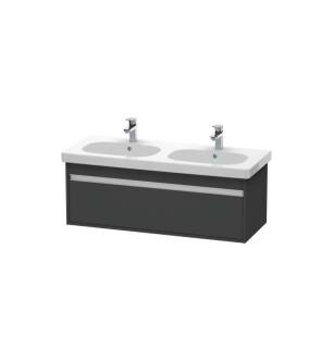 Duravit KT666904949 Ketho 45 1/4" Wall Mount Double Bathroom Vanity with One Drawer in Graphite Matte