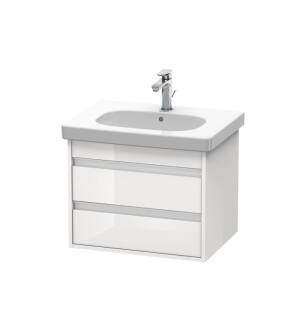 Duravit KT665002222 Ketho 25 5/8" Wall Mount Single Bathroom Vanity with Two Drawers in White High Gloss