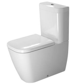 Duravit 2134092092 Happy D.2 Dual Flush Two-Piece Floor Mounted Close Coupled Elongated Toilet in White Hygiene Glaze