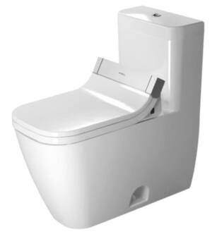 Duravit 2121512001 Happy D.2 28" Dual Flush One-Piece Floor Mounted Elongated Toilet in White Hygiene Glaze