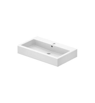 Duravit 04548000001 Vero 31 1/2" Wall Mount Bathroom Sink with Overflow and Tap Platform in White with WonderGliss / Glazed Underside