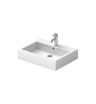 Duravit 04546000271 Vero 23 5/8" Wall Mount Bathroom Sink with Overflow and Tap Platform in White with WonderGliss / Ground