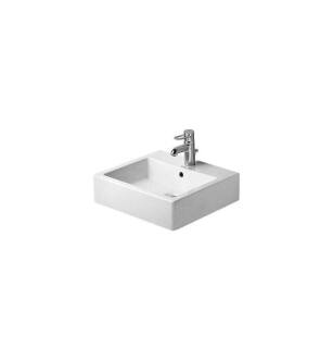 Duravit 04545000301 Vero 19 5/8" Wall Mount Bathroom Sink with Overflow and Tap Platform in White with WonderGliss / Glazed Underside