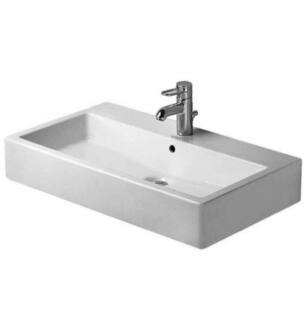 Duravit 04547000301 Vero 27 1/2" Wall Mount Bathroom Sink with Overflow and Tap Platform in White with WonderGliss / Glazed Underside