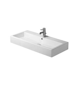 Duravit 04541000001 Vero 39 3/8" Wall Mount Bathroom Sink with Overflow and Tap Platform in White with WonderGliss / Glazed Underside