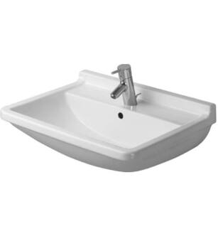 Duravit 0300600030 Starck 3 23 5/8" Wall Mount Bathroom Sink with Overflow in White / Glazed Underside