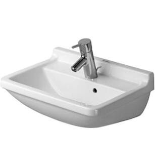 Duravit 0300500030 Starck 3 19 3/4" Wall Mount Bathroom Sink with Overflow in White / Glazed Underside