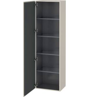 Duravit LC1181R9191 L Cube 19 5/8" Wall Mount Tall Linen Cabinet with Four Glass Shelves in Taupe