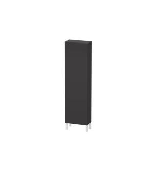 Duravit LC1171L8080 L Cube 19 5/8" Wall Mount Tall Linen Cabinet with Four Glass Shelves in Graphite Super Matte