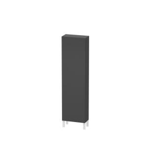 Duravit LC1171R4949 L Cube 19 5/8" Wall Mount Tall Linen Cabinet with Four Glass Shelves in Graphite Matte
