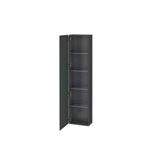 Duravit LC1170R4949 L Cube 15 3/4" Wall Mount Tall Linen Cabinet with Four Glass Shelves in Graphite Matte