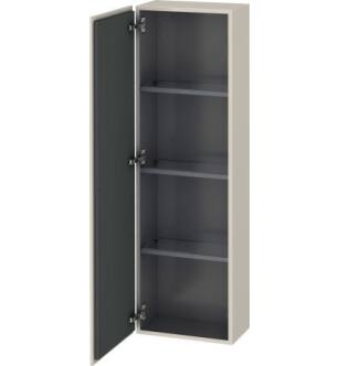 Duravit LC1168R9191 L Cube 15 3/4" Wall Mount Semi-Tall Linen Cabinet with Three Glass Shelves in Taupe