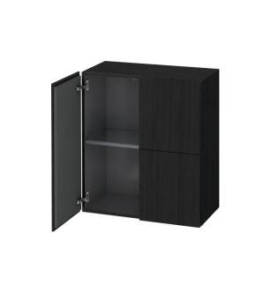 Duravit LC117701616 L Cube 14 3/8" Wall Mount Semi-Tall Linen Cabinet with One Glass Shelf in Black Oak