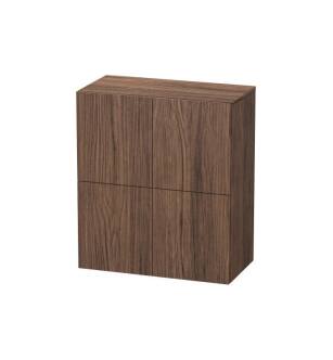Duravit LC117702121 L Cube 14 3/8" Wall Mount Semi-Tall Linen Cabinet with One Glass Shelf in Walnut Dark