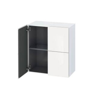 Duravit LC117702222 L Cube 14 3/8" Wall Mount Semi-Tall Linen Cabinet with One Glass Shelf in White High Gloss