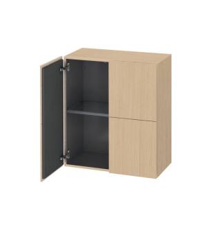 Duravit LC117703030 L Cube 14 3/8" Wall Mount Semi-Tall Linen Cabinet with One Glass Shelf in Natural Oak