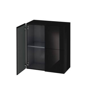 Duravit LC117704040 L Cube 14 3/8" Wall Mount Semi-Tall Linen Cabinet with One Glass Shelf in Black High Gloss