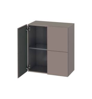 Duravit LC117704343 L Cube 14 3/8" Wall Mount Semi-Tall Linen Cabinet with One Glass Shelf in Basalt Matte
