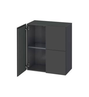 Duravit LC117704949 L Cube 14 3/8" Wall Mount Semi-Tall Linen Cabinet with One Glass Shelf in Graphite Matte