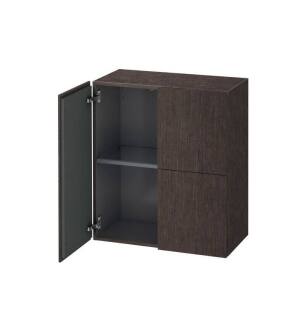 Duravit LC117707272 L Cube 14 3/8" Wall Mount Semi-Tall Linen Cabinet with One Glass Shelf in Dark Brushed Oak
