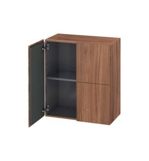 Duravit LC117707979 L Cube 14 3/8" Wall Mount Semi-Tall Linen Cabinet with One Glass Shelf in Natural Walnut