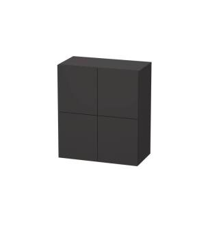 Duravit LC117708080 L Cube 14 3/8" Wall Mount Semi-Tall Linen Cabinet with One Glass Shelf in Graphite Super Matte