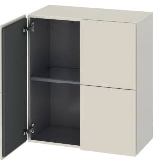 Duravit LC117709191 L Cube 14 3/8" Wall Mount Semi-Tall Linen Cabinet with One Glass Shelf in Taupe