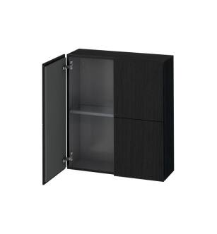 Duravit LC116701616 L Cube 9 1/2" Wall Mount Semi-Tall Linen Cabinet with Two Doors in Black Oak