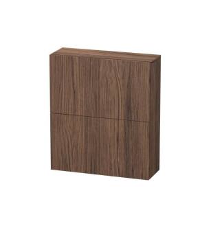 Duravit LC116702121 L Cube 9 1/2" Wall Mount Semi-Tall Linen Cabinet with Two Doors in Walnut Dark