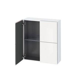 Duravit LC116702222 L Cube 9 1/2" Wall Mount Semi-Tall Linen Cabinet with Two Doors in White High Gloss